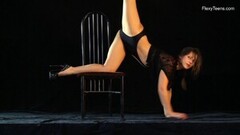 Kinky Naked Gymnast Kim Nadara Doing Gymnastics on Chair Thumb