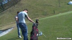 Muscular studs play a kinky game of golf Thumb