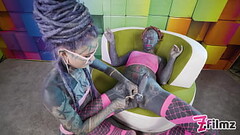 Dominatrix teases and pushes heavily tattooed SISSY to anal orgasm with doxy, anal fuckmachine and c Thumb