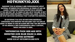 Hotkinkyjo fuck her ass with monster size blue dildo &amp_ anal prolapse extreme Thumb