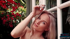 Playboy5.com - Yard secrets with petite teen Roxy Shaw giving a striptease for Playboy Thumb