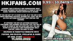 Hotkinkyjo in white shoes huge triple cock dildo from mrhankeys, fisting &amp_ anal prolapse Thumb
