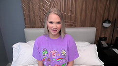 Blonde teen with a juicy fat ass sucks cock Thumb