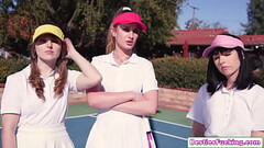 Teen babe and her bffs fucked by coach Thumb