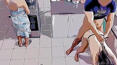 Me Follo a mi Hijastra Caliente al Lado de su Mama en la Cocina Cartoon Hentai Thumb