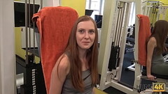 HUNT4K. Magnificent chick gives trimmed vagina for cash in the gym Thumb
