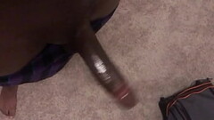 Black Daddy Stroking and Playing With His Big Dick Thumb