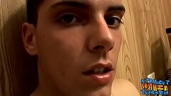 Horny young dude strips and plays with his hard cock solo Thumb