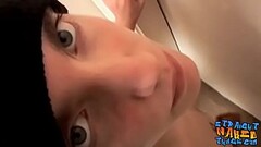 Smooth young straightie plays with his small cock solo Thumb