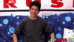 Fresh twink jerks off and cums hard at the casting couch Thumb