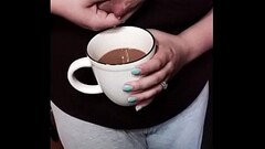 Lactating big tit squeezes breast milk into coffee Thumb