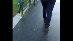 Candid blue jeans walking Thumb
