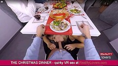 Blowjob under the table on Christmas in VR with beautiful blonde Thumb